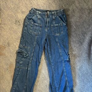 BDG High Rise Dark Blue Cargo Jeans
